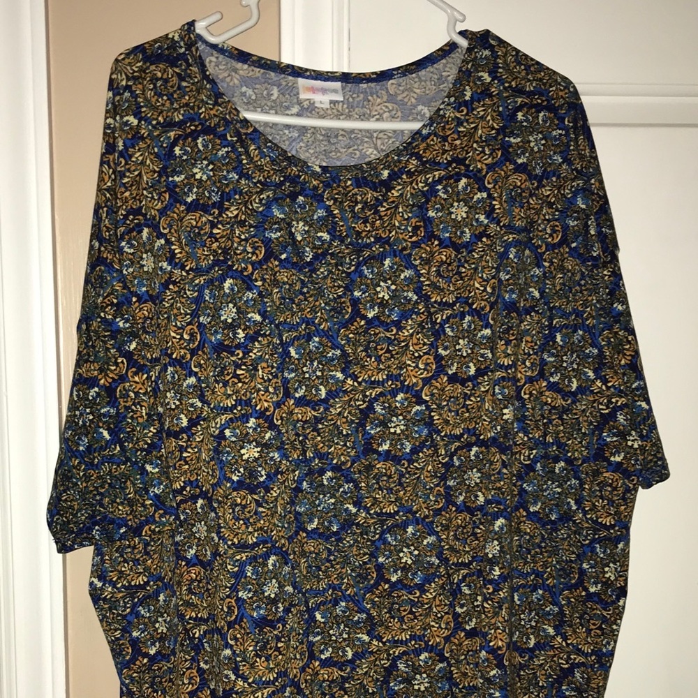 Nwt large Lularoe irma tunic shirt navy blue gold